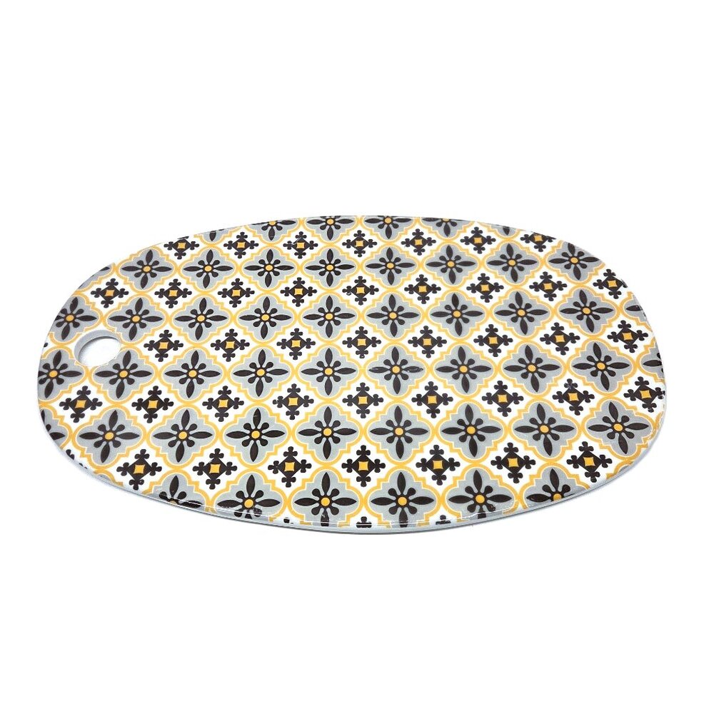 Majorca Bread + Butter Porcelain Serving Dish Charcuterie Board Oval Grey White